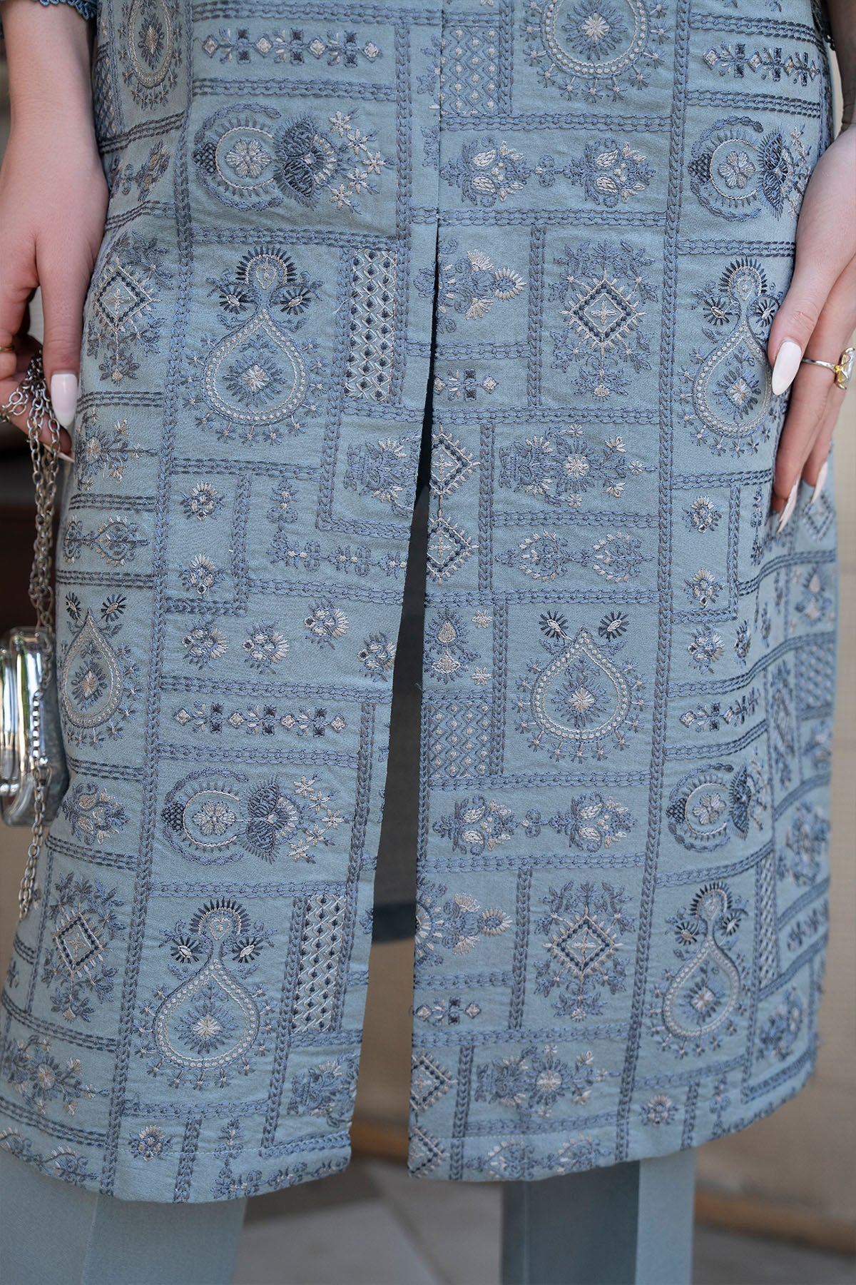 Women Solid Embroidered 3 Piece Suit - ATY010