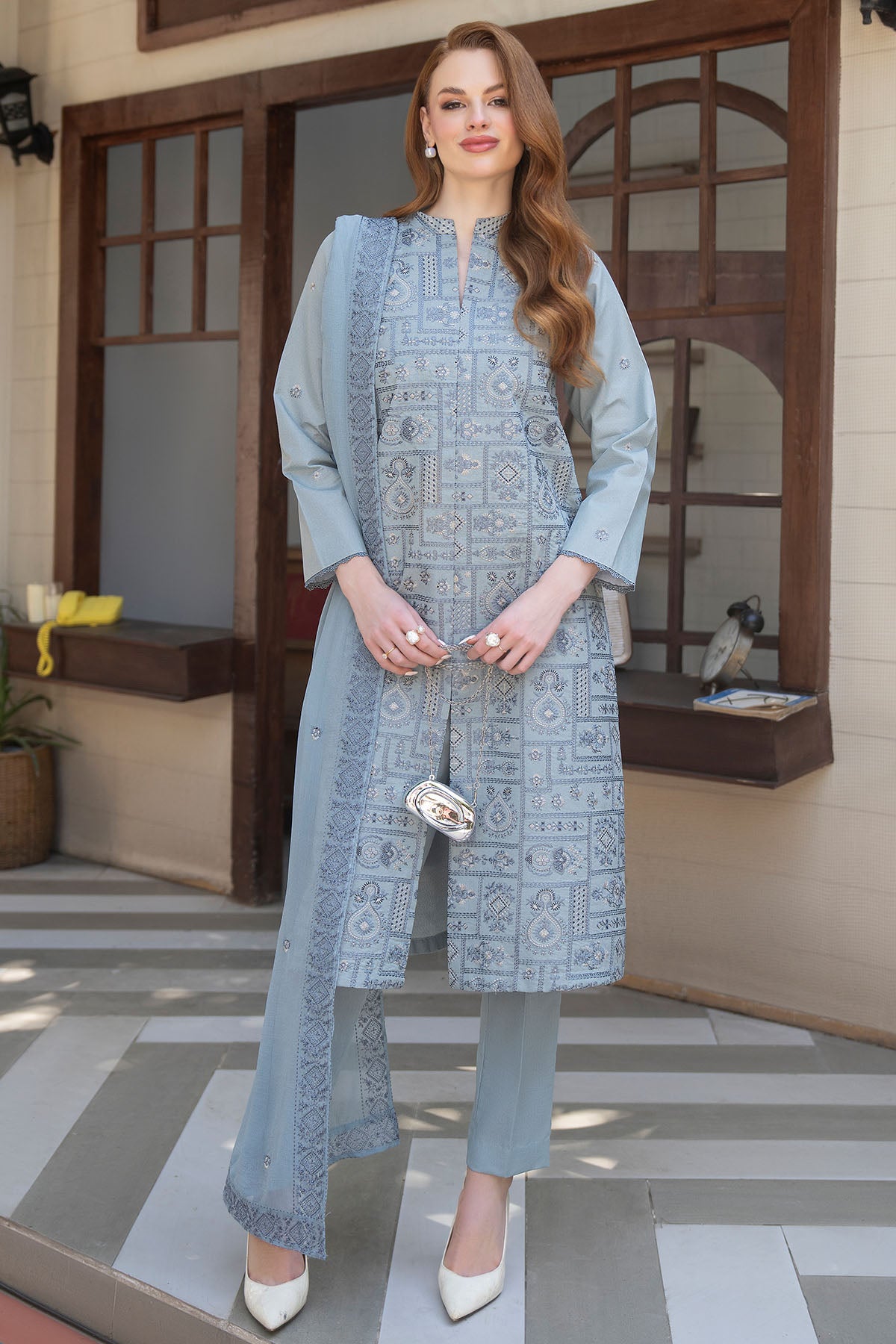 Women Solid Embroidered 3 Piece Suit - ATY010
