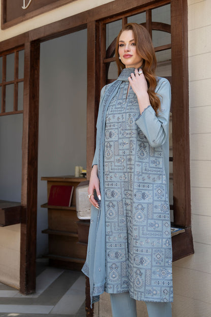 Women Solid Embroidered 3 Piece Suit - ATY010