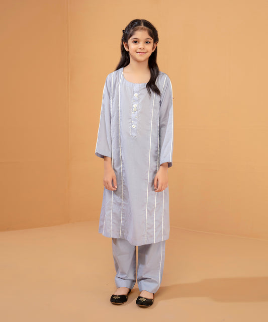Girls Solid Embroidered 2 piece Suit