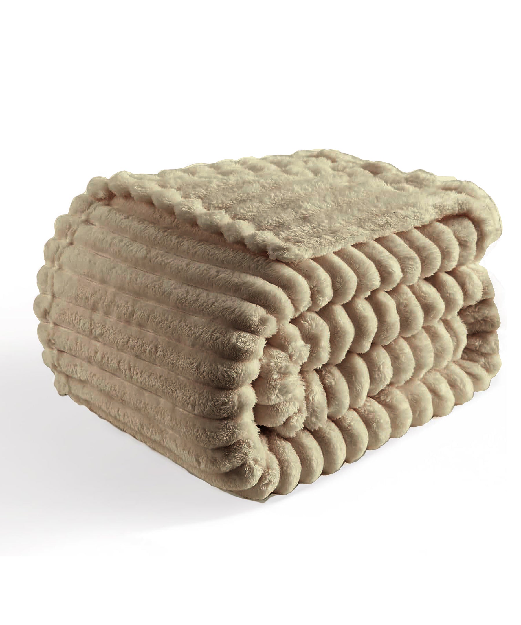 Strip Fleece Blanket - Beige