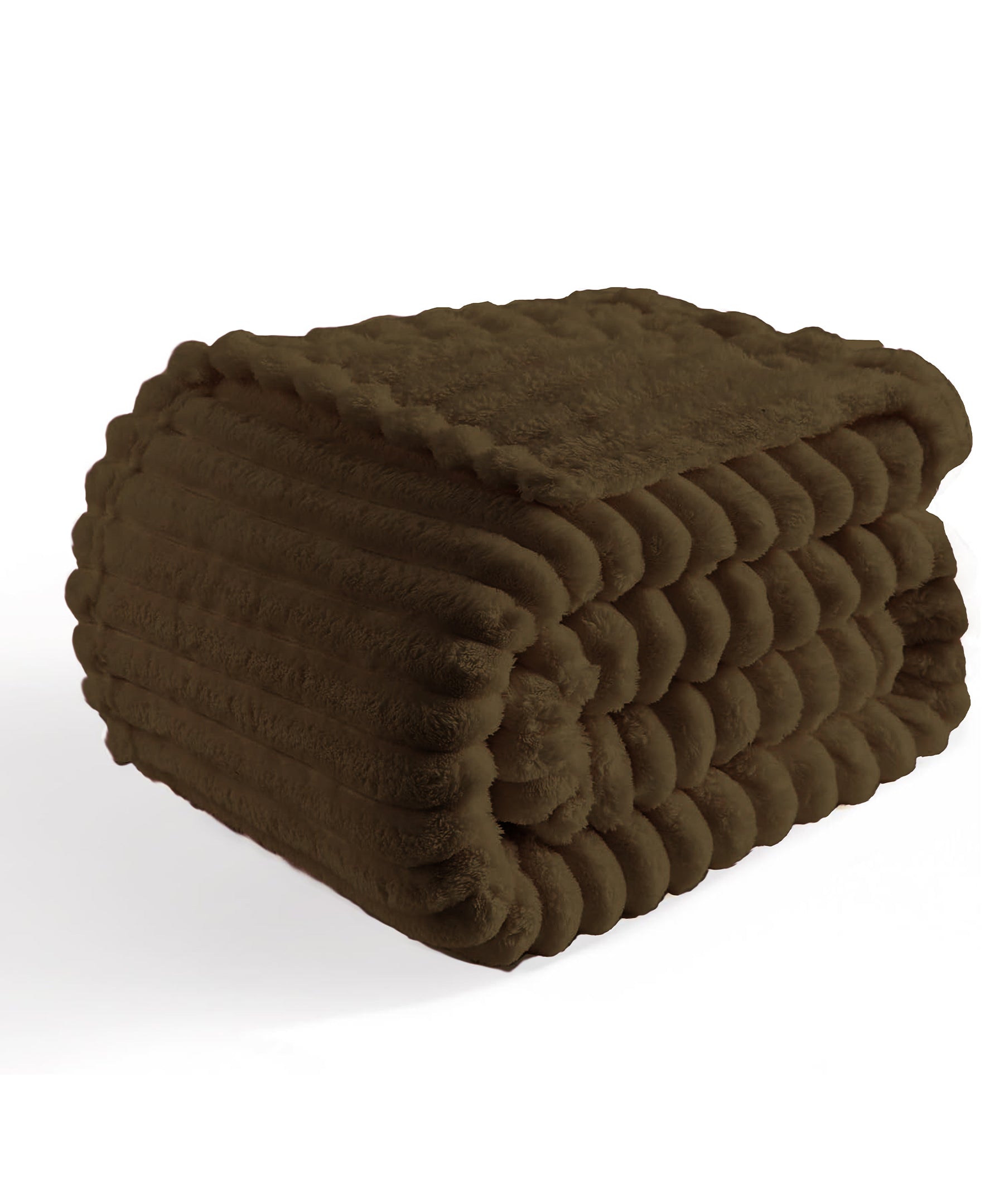 Strip Fleece Blanket - Brown