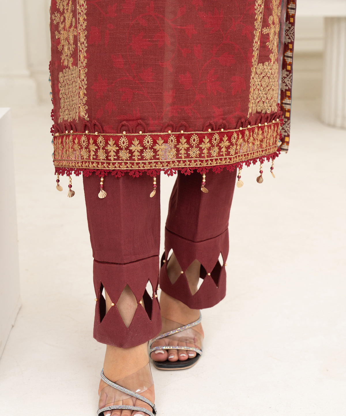 Women Printed Embroidered 3 Piece Suit - CLAC52