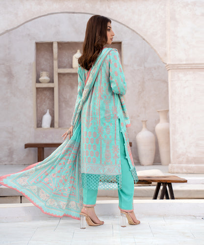 Women Printed Embroidered 3 Piece Suit - CLC554