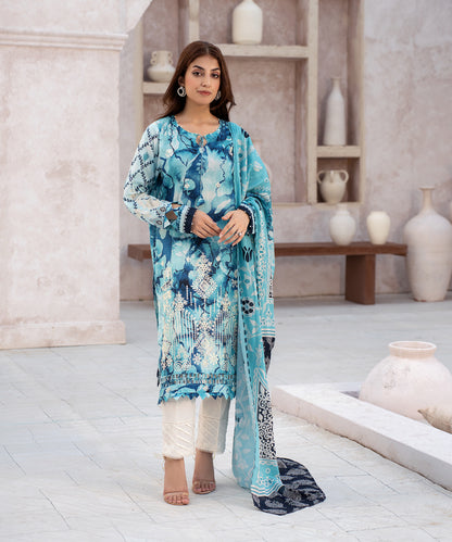 Women Printed Embroidered 3 Piece Suit - CLC555