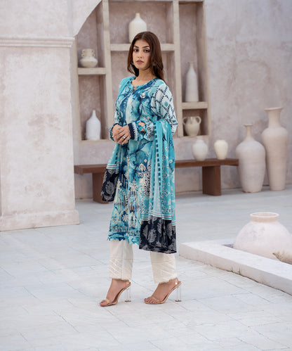 Women Printed Embroidered 3 Piece Suit - CLC555