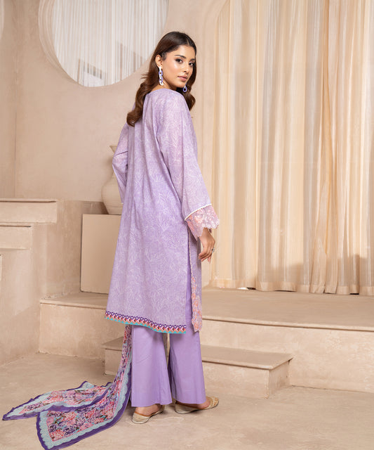 Women Printed Embroidered 3 Piece Suit - CLC631