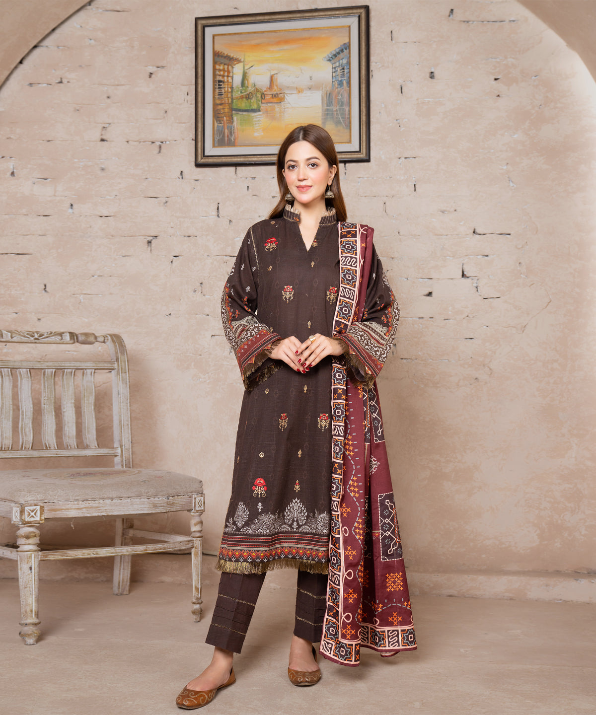 Women Embroidered 3 Piece Suit - CLAC47