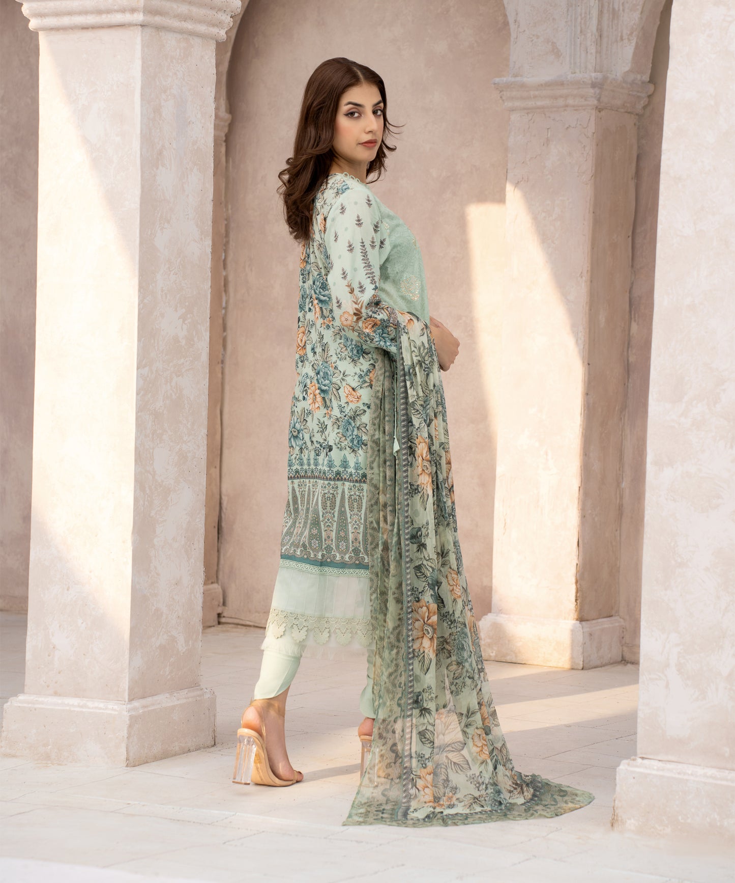 Women Printed Embroidered 2 Piece Suit - CLC557