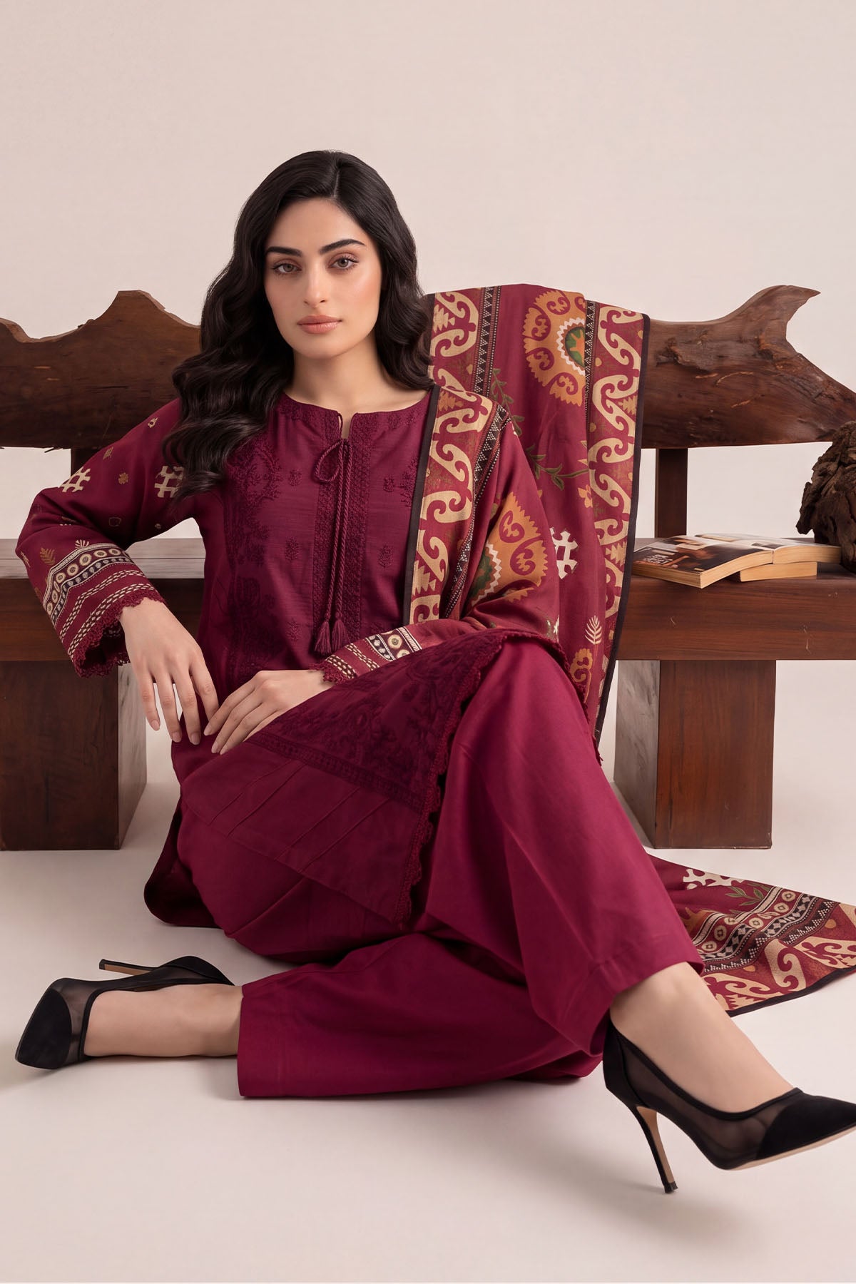Women Embroidered 3 Piece Suit - CLC097