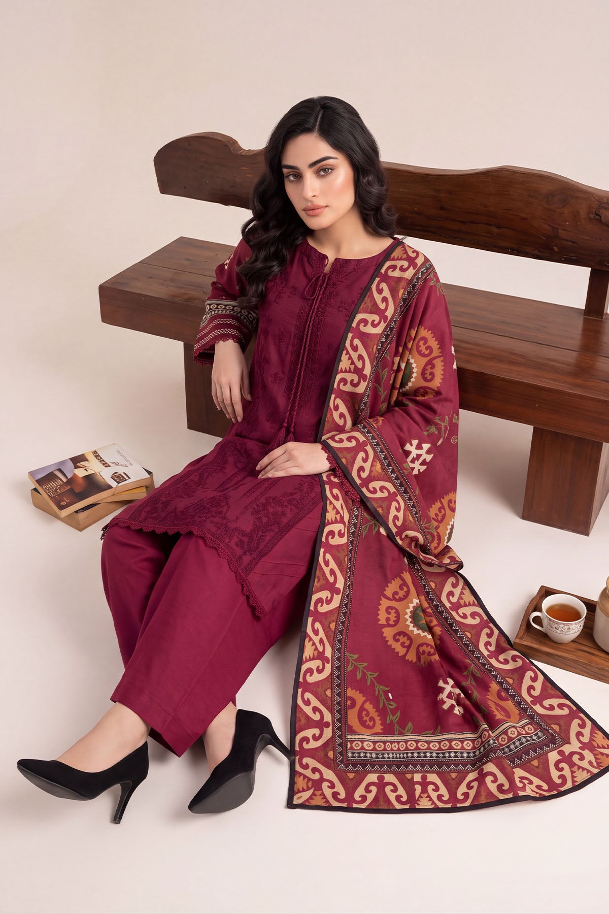 Women Embroidered 3 Piece Suit - CLC097