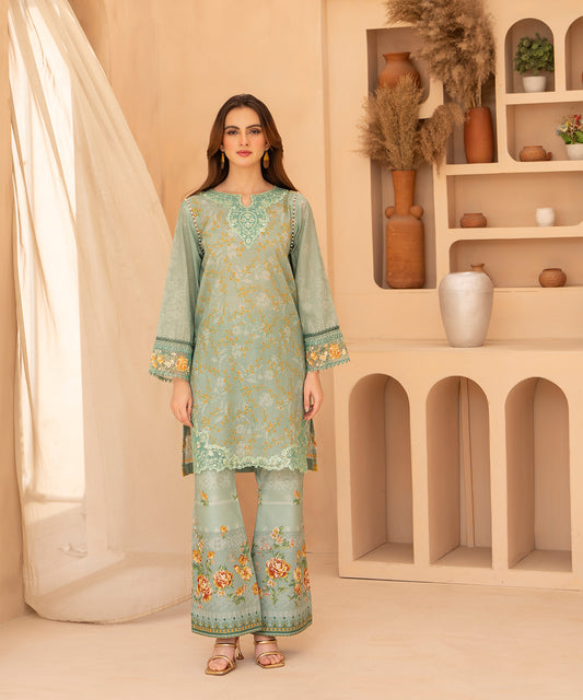 Women Printed Embroidered 2 Piece Suit - CLC054