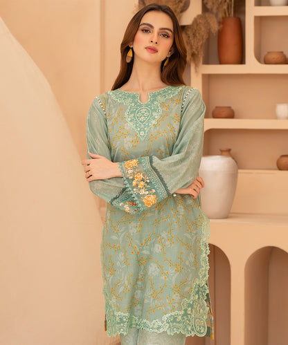 Women Printed Embroidered 2 Piece Suit - CLC054