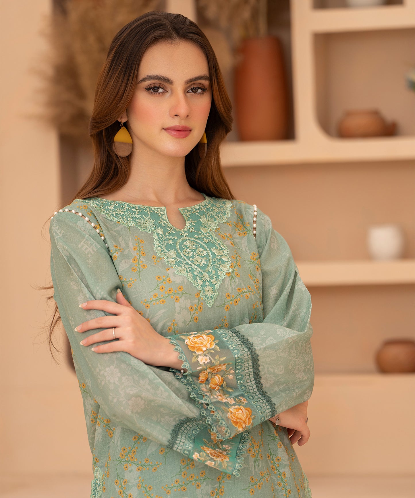Women Printed Embroidered 2 Piece Suit - CLC054