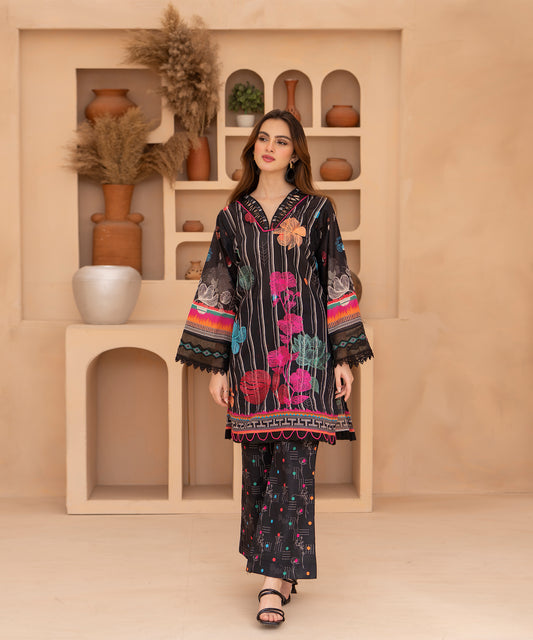 Women Printed Embroidered 2 Piece Suit - CLC055