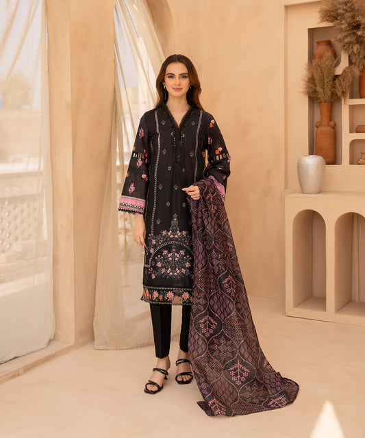 Women Printed Embroidered 3 Piece Suit - CLC064