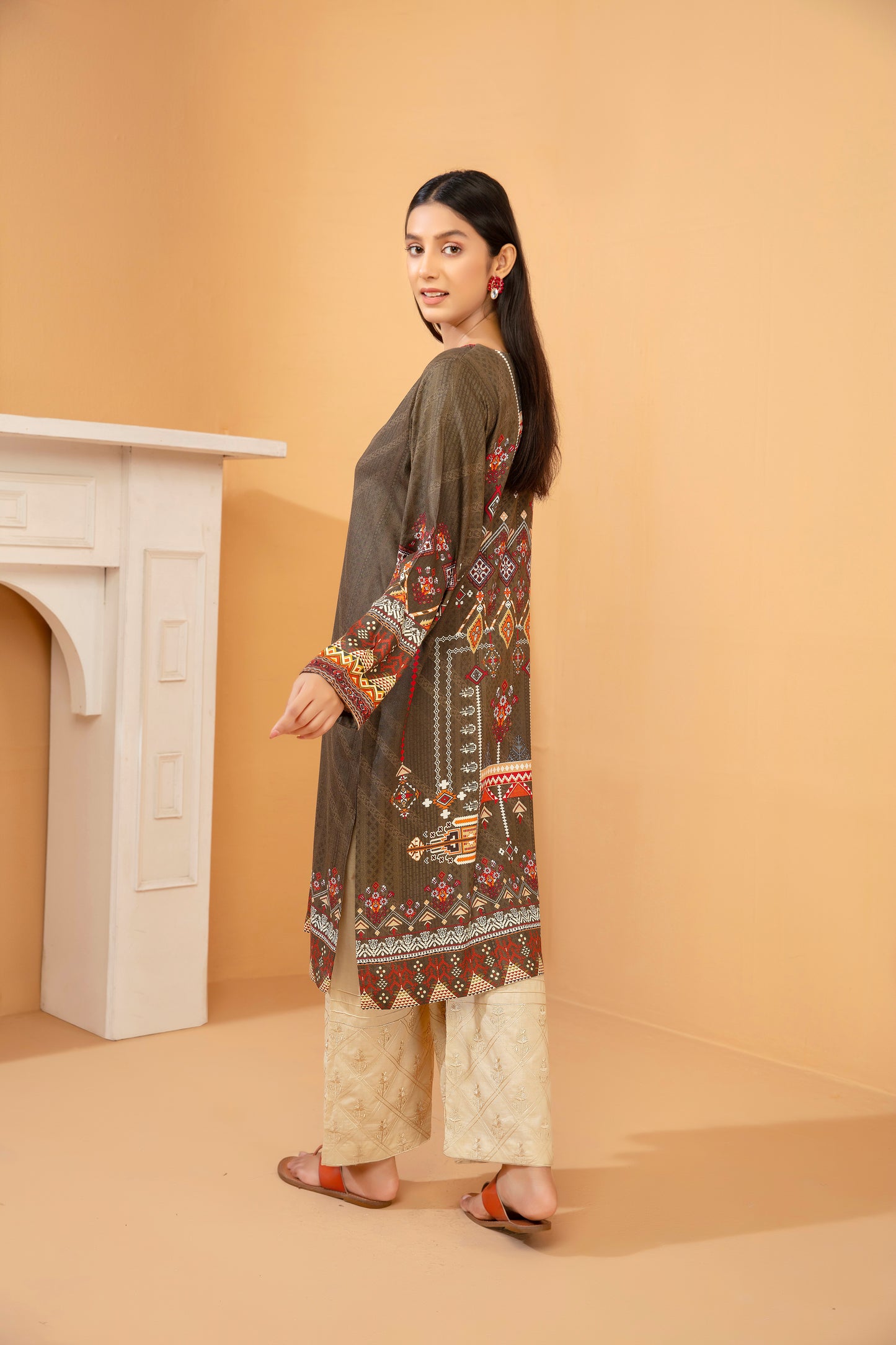 Women Printed Embroidered Shirt - LDS850