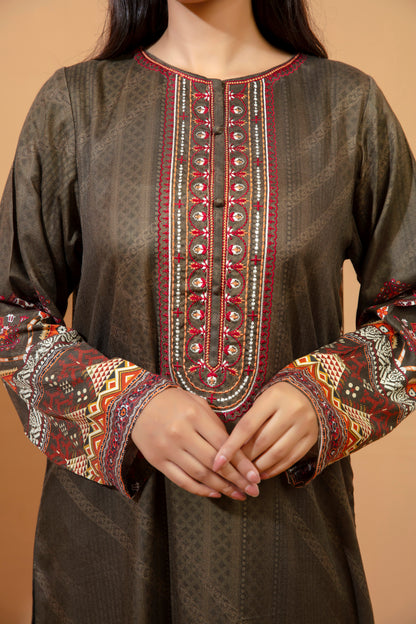 Women Printed Embroidered Shirt - LDS850