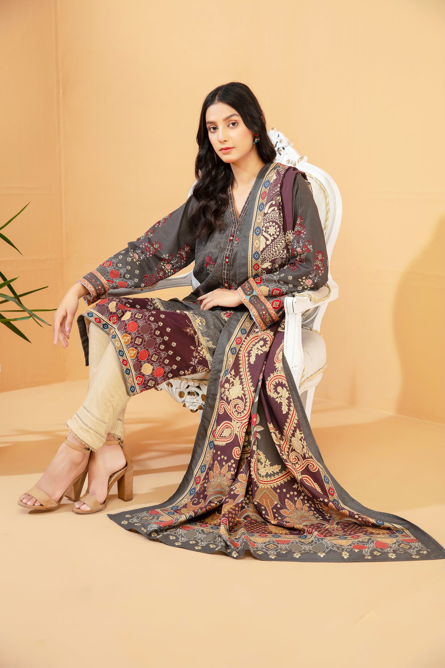 Women Printed Embroidered Shirt - LDS847