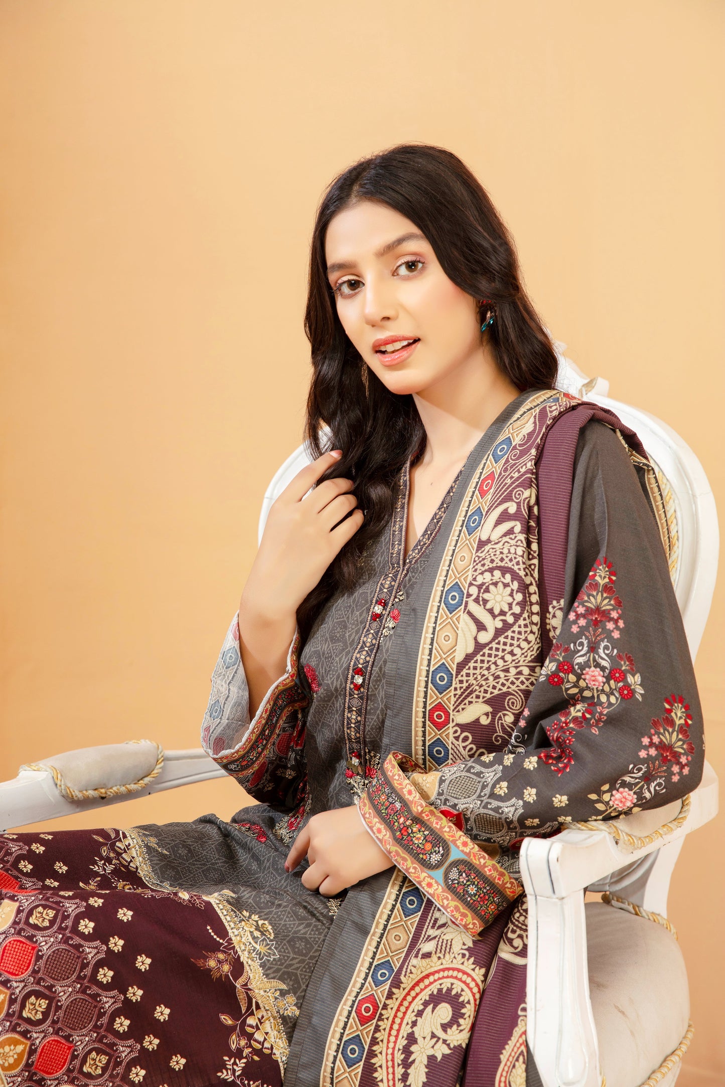 Women Printed Embroidered Shirt - LDS847