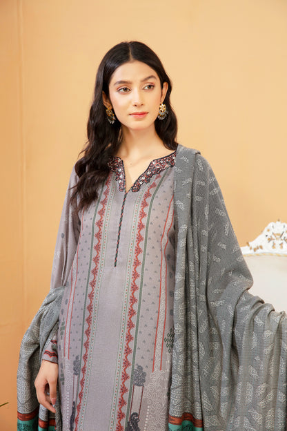 Women Printed Embroidered 3 Piece Suit - LDS851