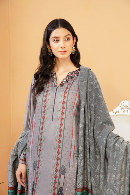 Women Printed Embroidered 3 Piece Suit - LDS851