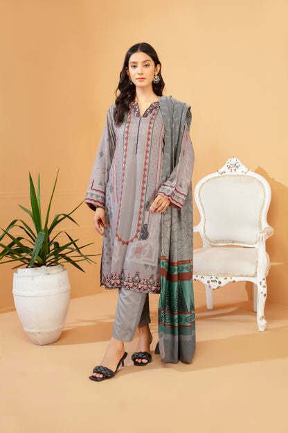 Women Printed Embroidered 3 Piece Suit - LDS851