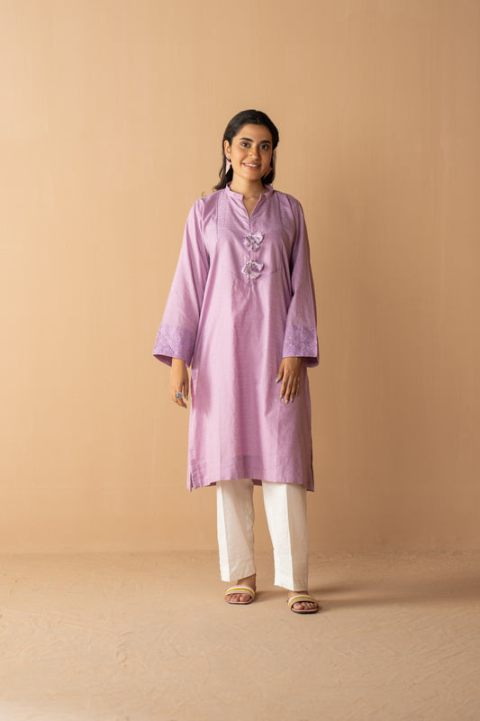 Women Solid Embroidered Shirt - LDS875