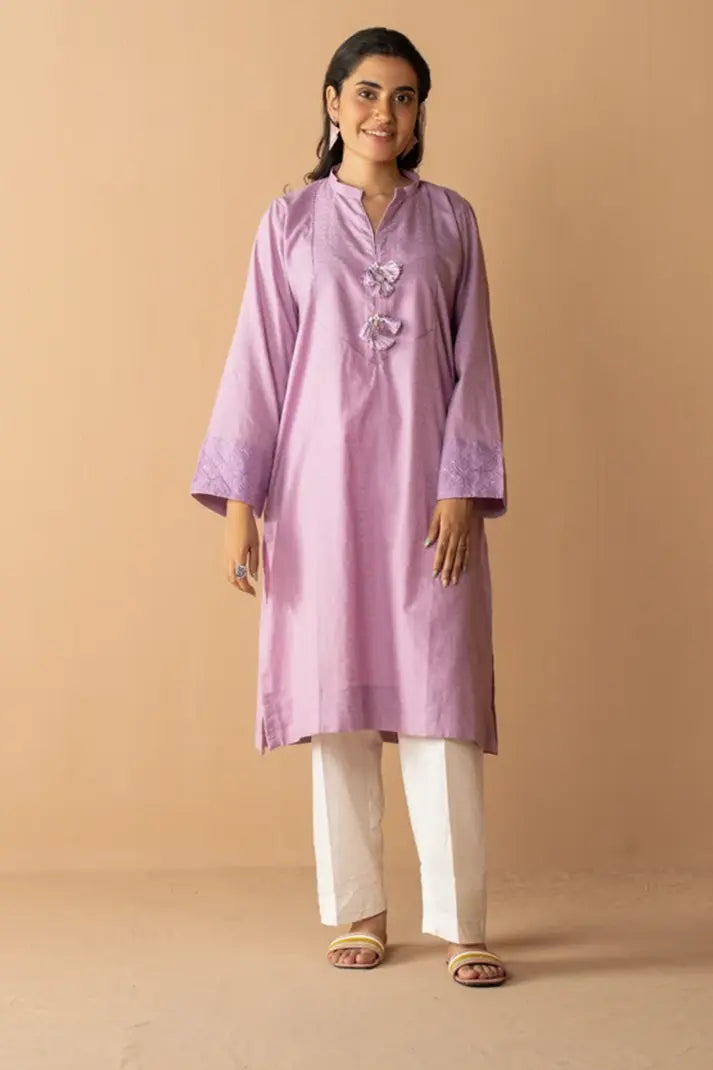 Women Solid Embroidered Shirt - LDS875