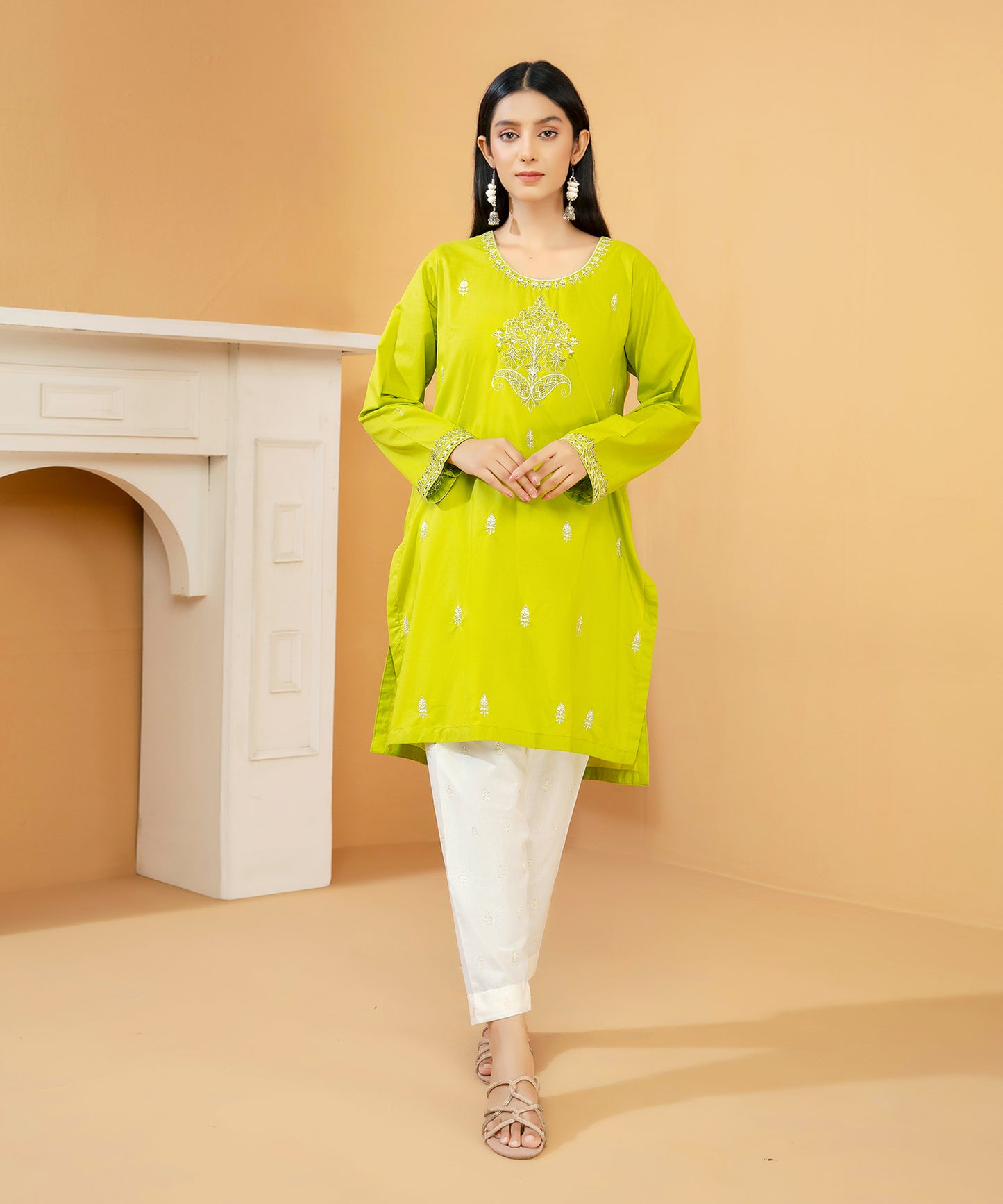 Women Solid Embroidered Shirt - LDS904