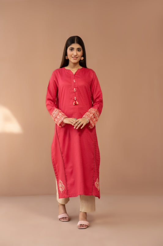 Women Solid Embroidered Shirt - LDS895
