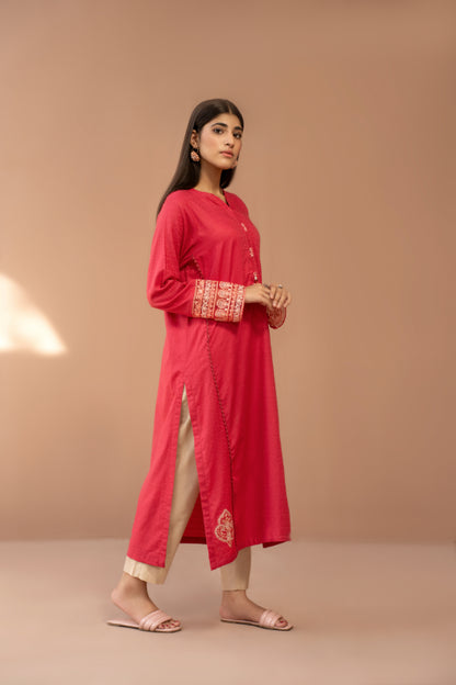 Women Solid Embroidered Shirt - LDS895