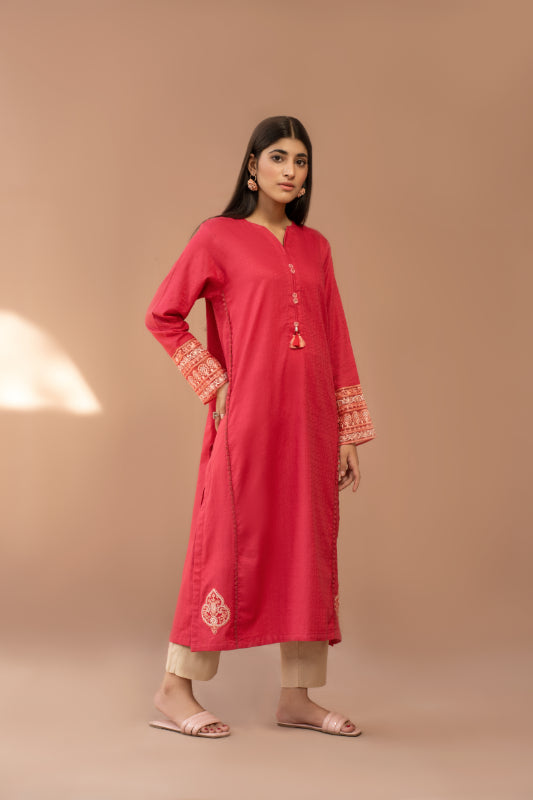 Women Solid Embroidered Shirt - LDS895