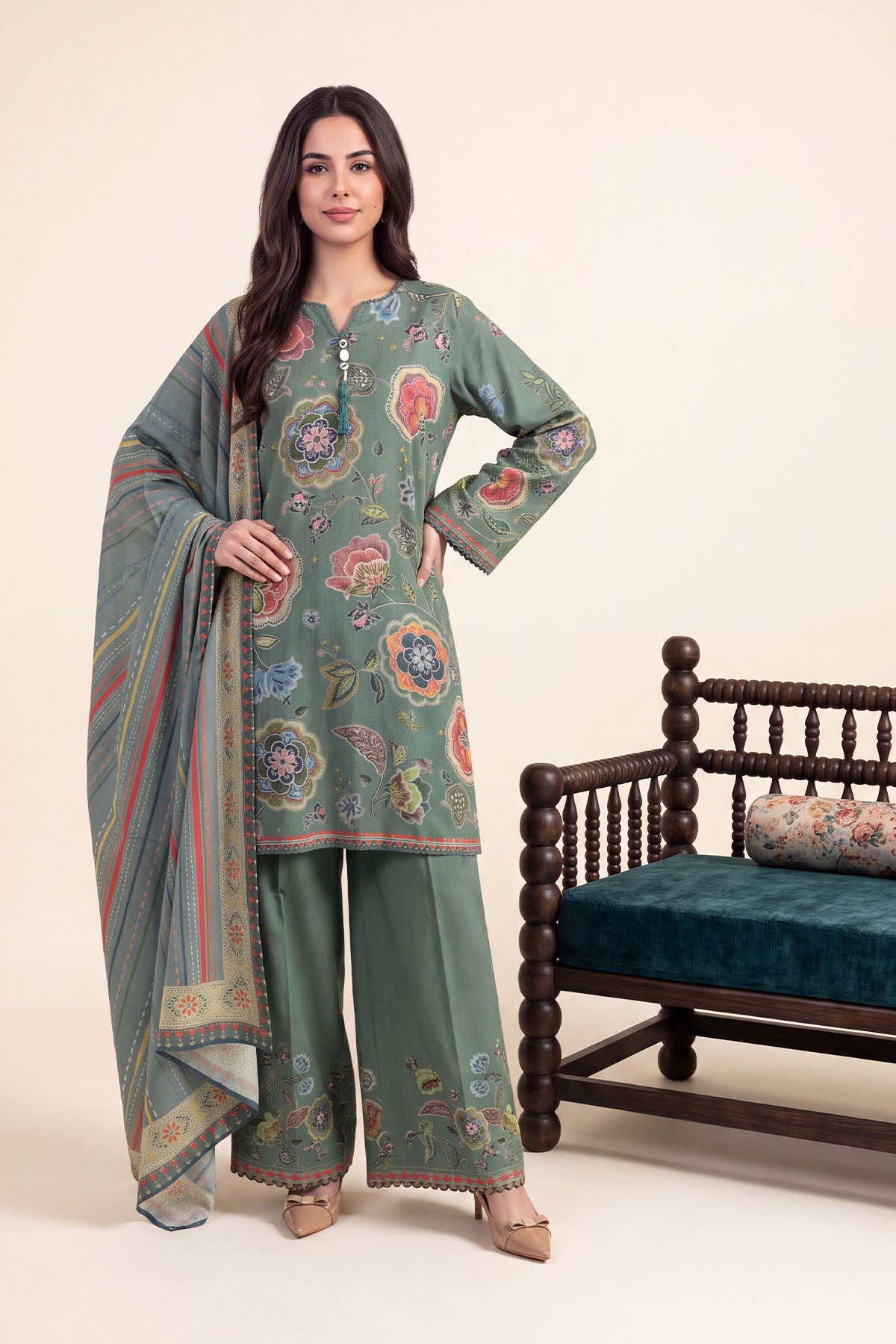 Women Printed 3 Piece Suit - DTD175