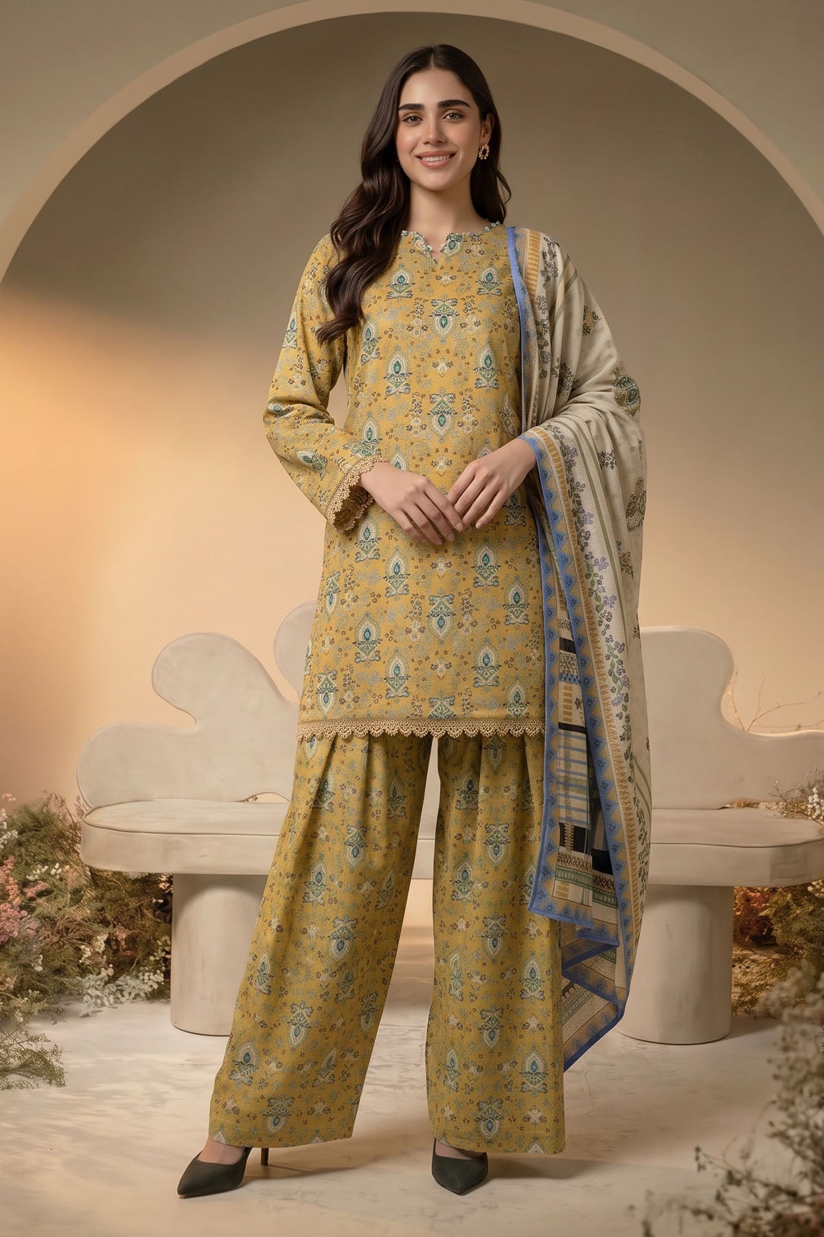 Women 3 Piece Printed Suit - DTD176