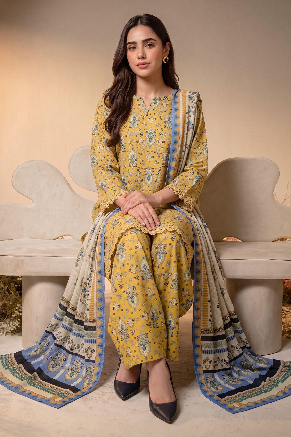 Women 3 Piece Printed Suit - DTD176