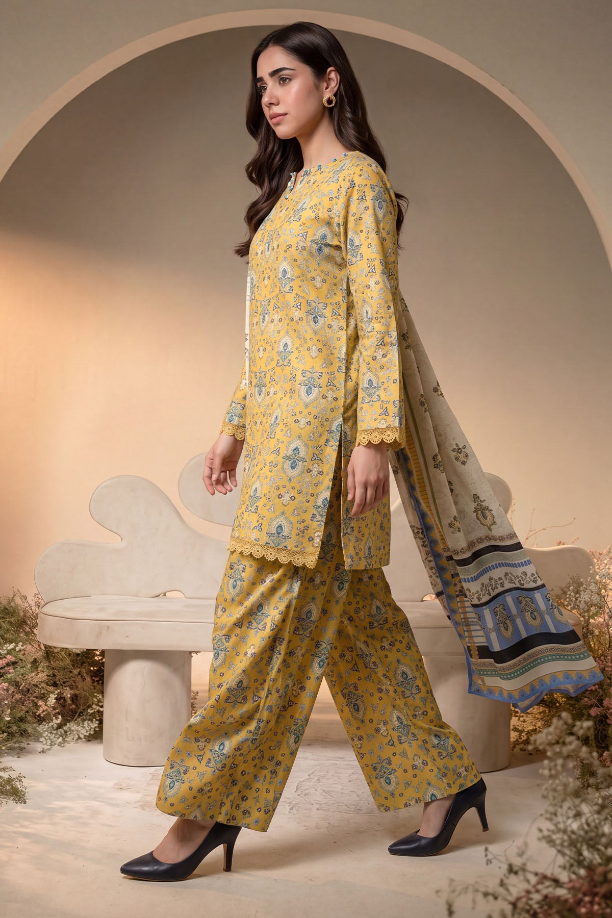 Women 3 Piece Printed Suit - DTD176
