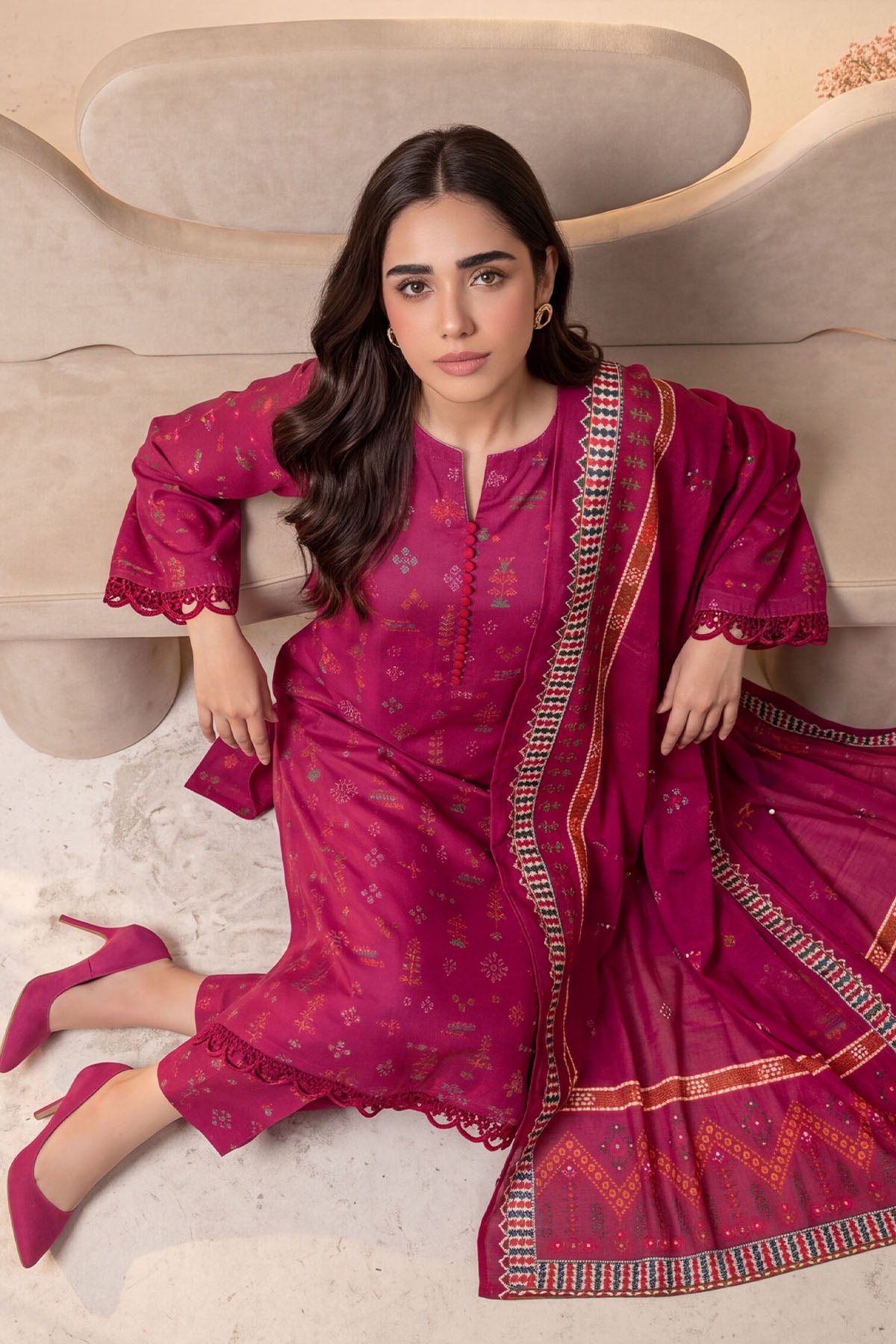 Women 3 Piece Printed Suit - DTD177