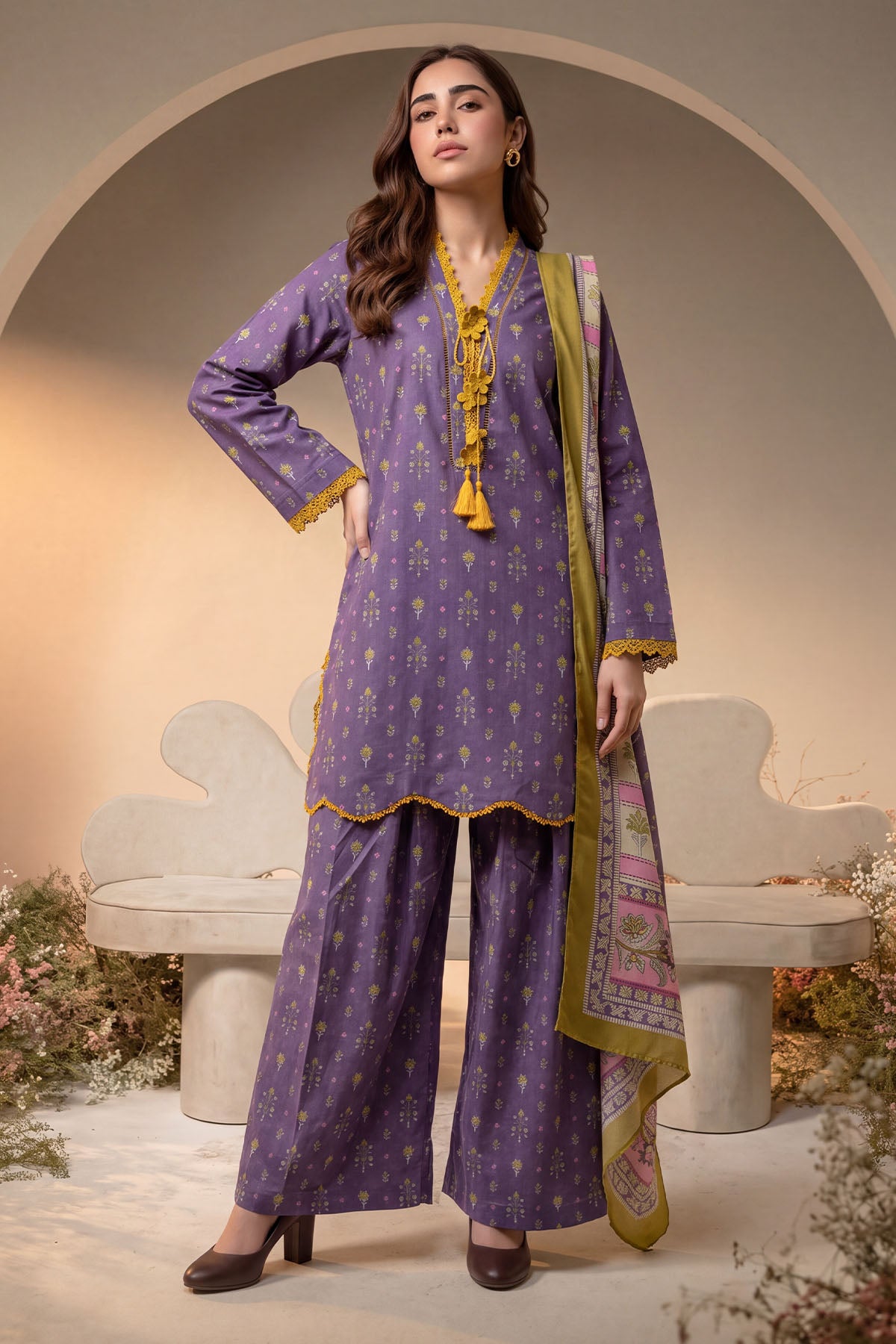 Women 3 Piece Printed Suit - DTD178