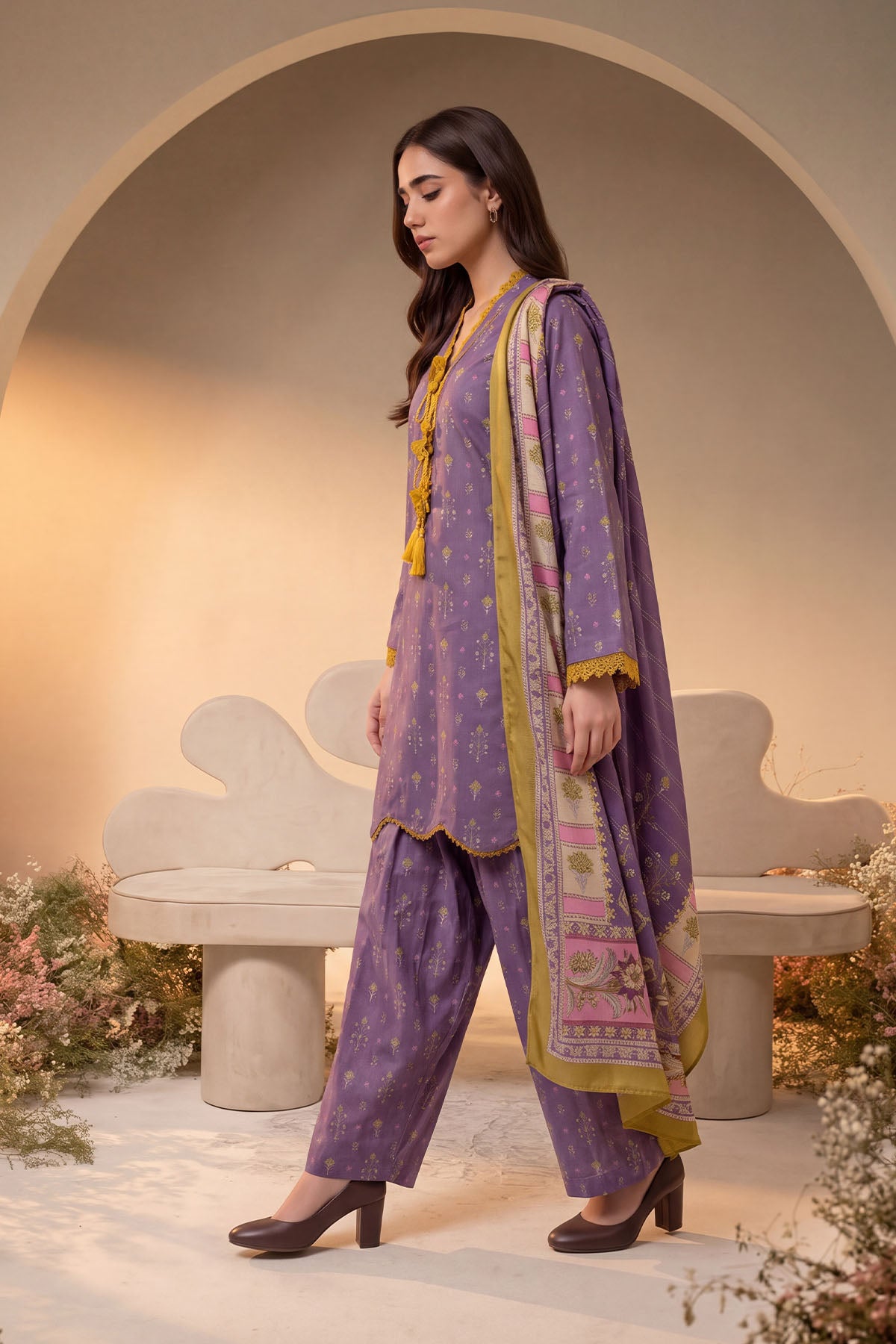 Women 3 Piece Printed Suit - DTD178