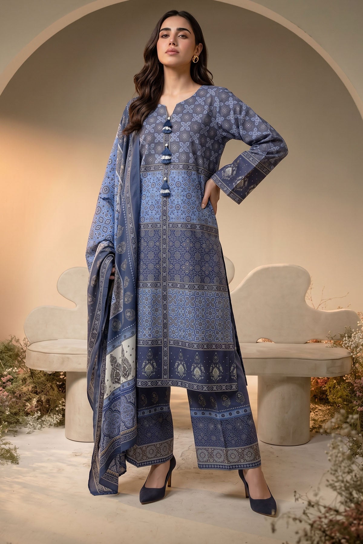 Women 3 Piece Printed Suit - DTD182