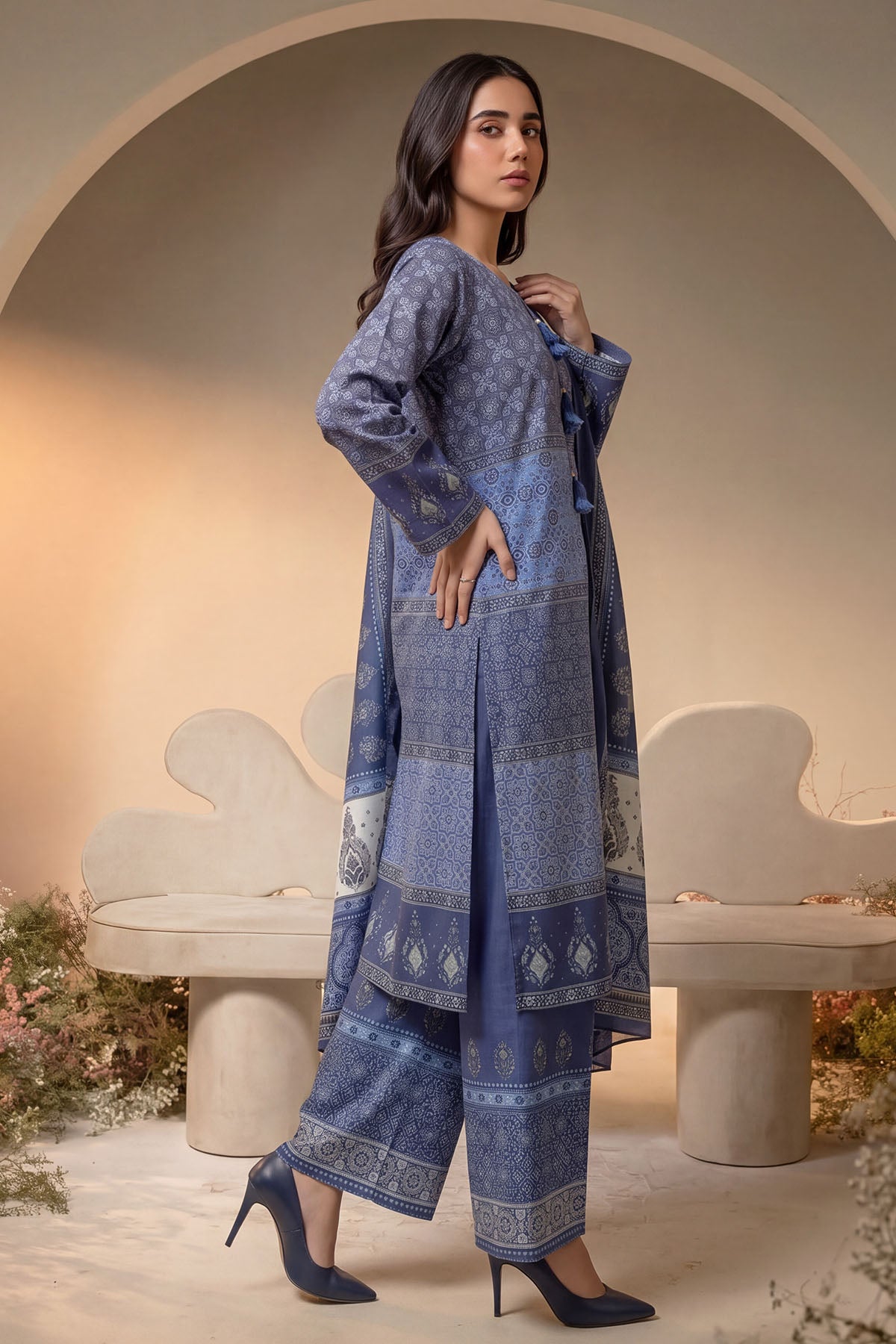 Women 3 Piece Printed Suit - DTD182