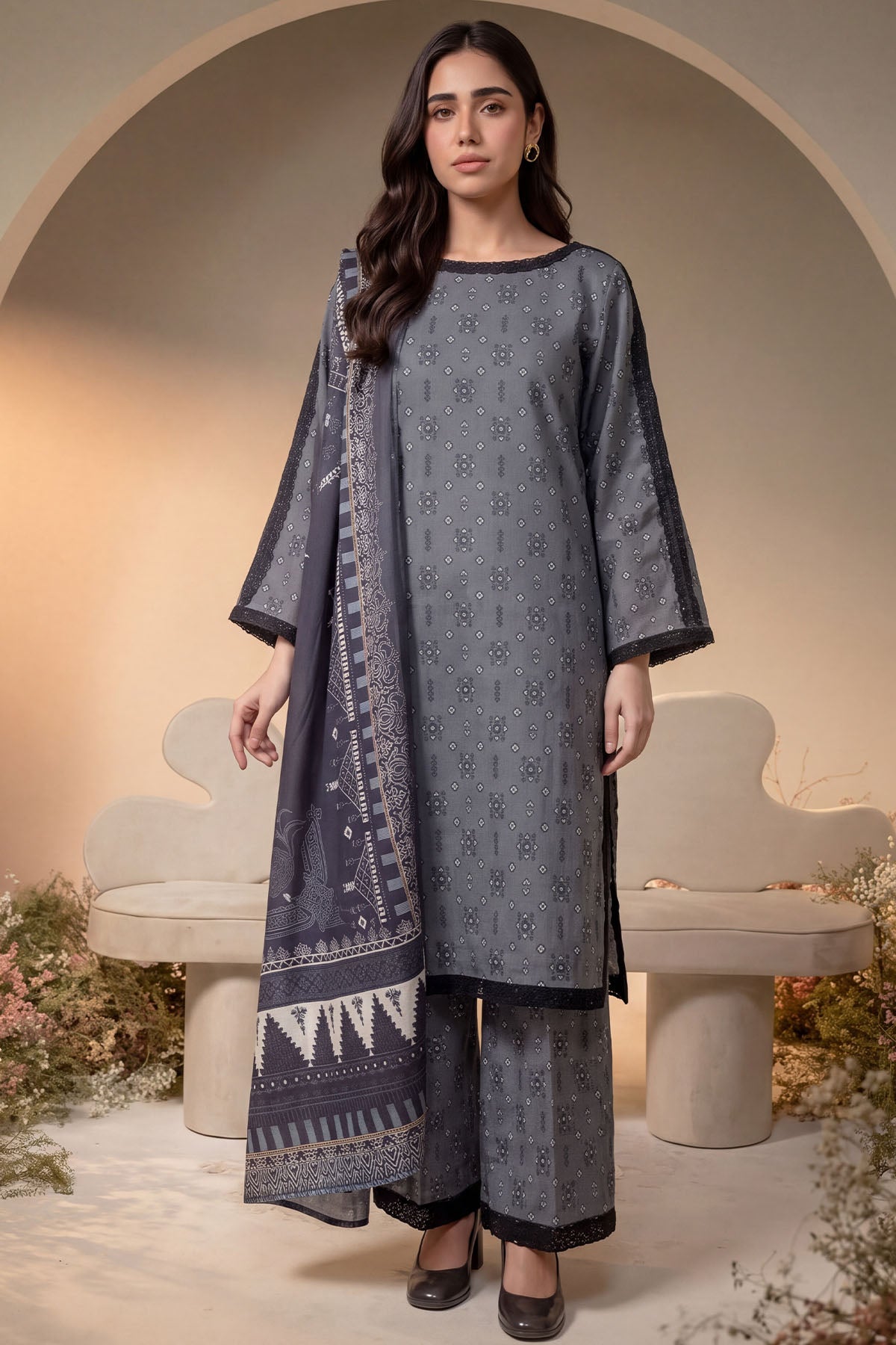 Women 3 Piece Printed Suit - DTD183