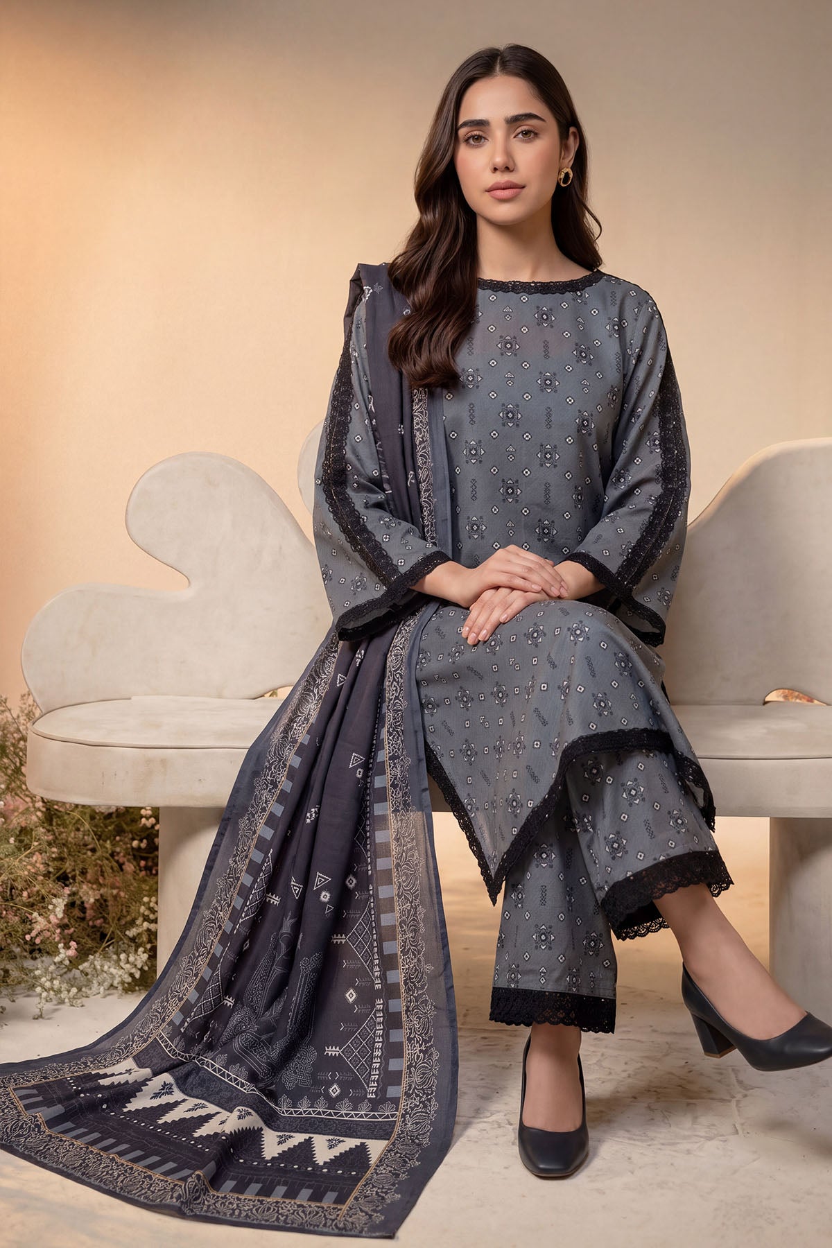 Women 3 Piece Printed Suit - DTD183