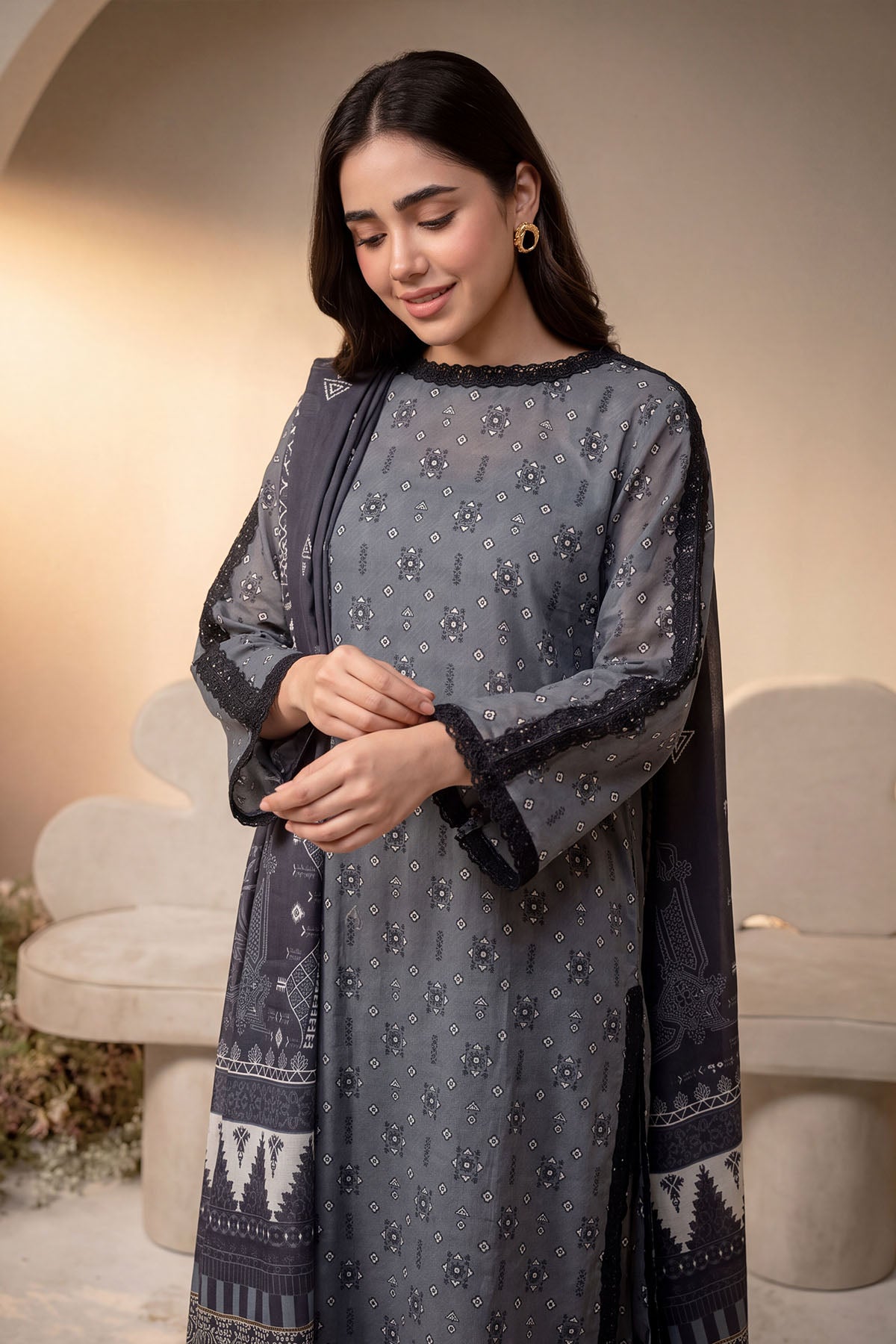 Women 3 Piece Printed Suit - DTD183
