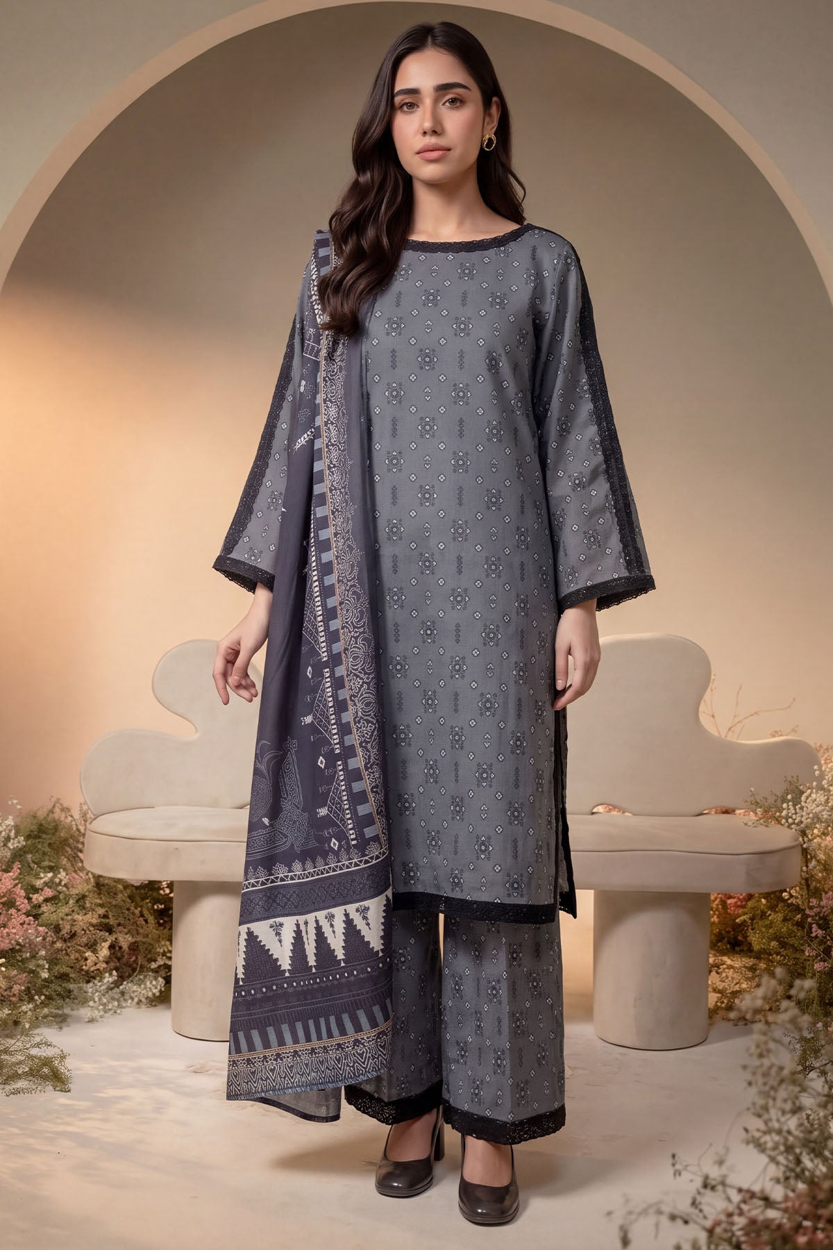 Women 3 Piece Printed Suit - DTD183
