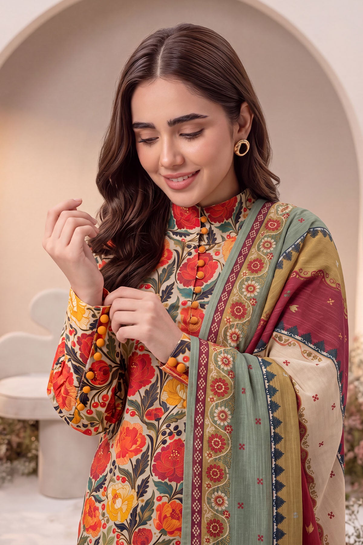 Women 3 Piece Printed Suit - DTD184