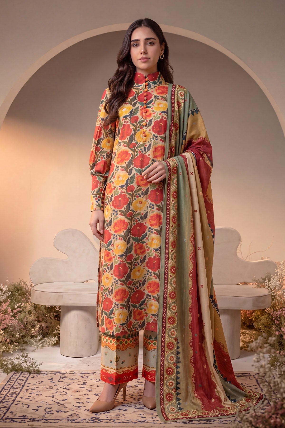 Women 3 Piece Printed Suit - DTD184