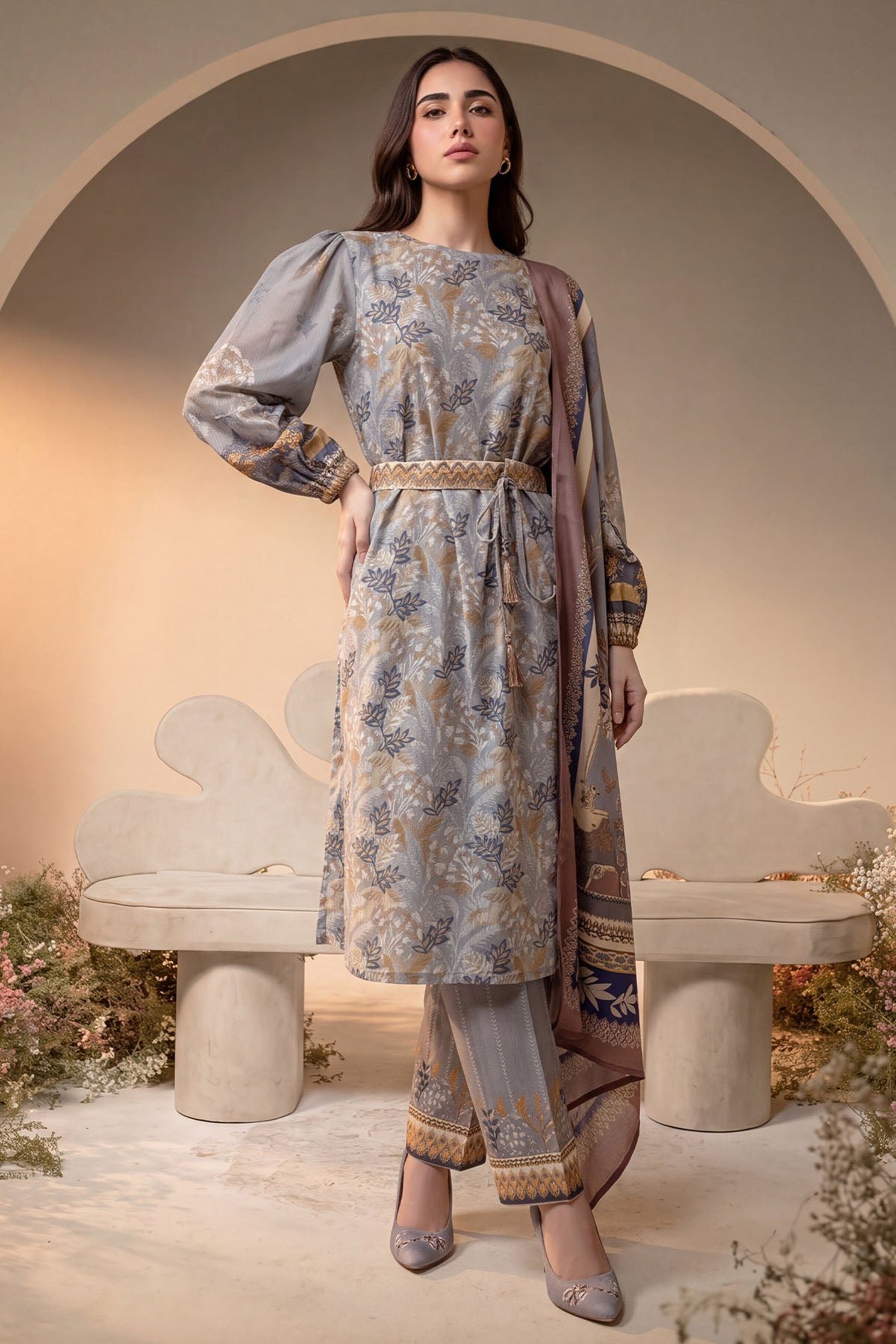 Women 3 Piece Printed Suit - DTD185