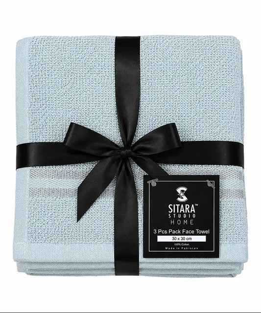 3PC Pack Face Towel - Grey Blue